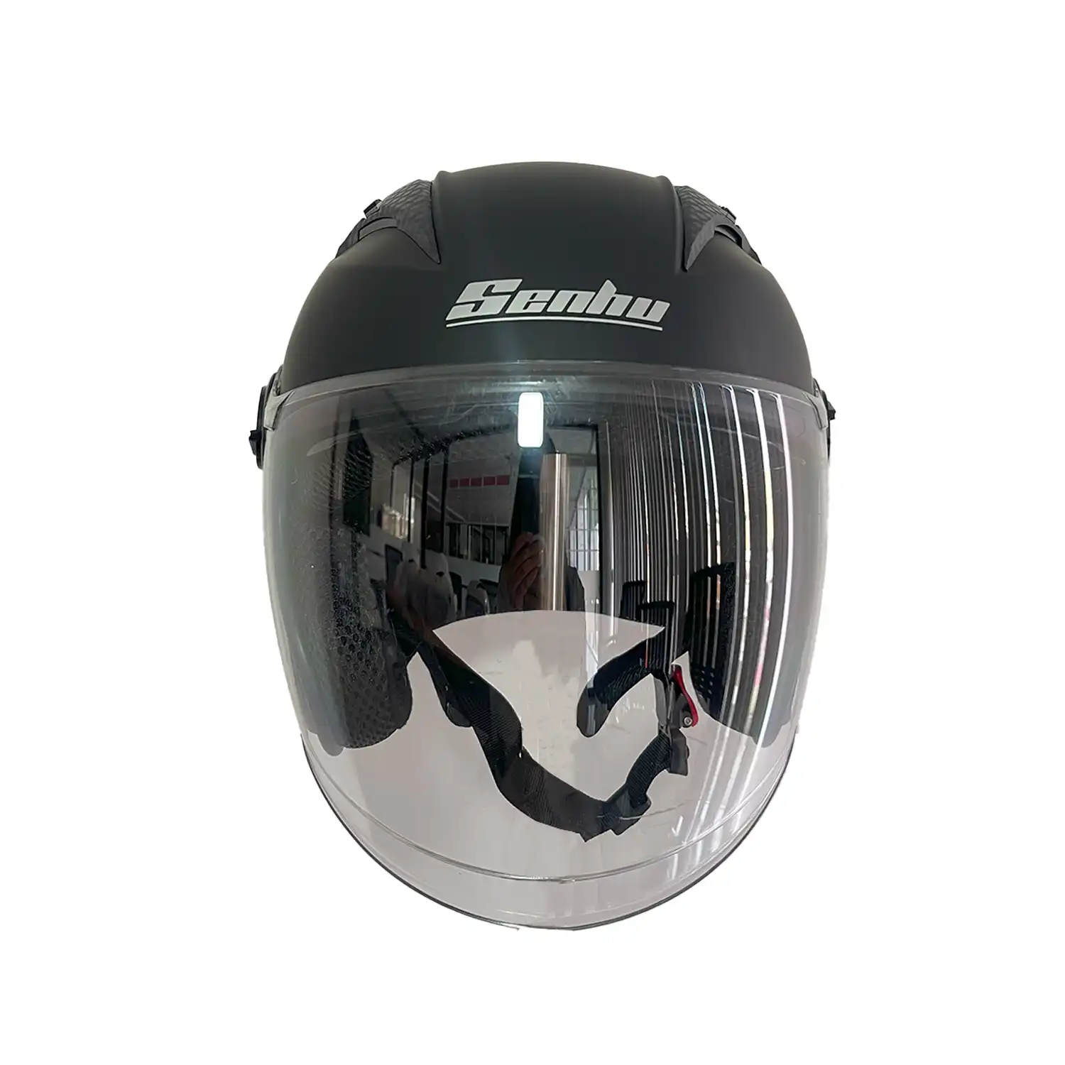 606 NEGROM FRON Casco Senhu 606 Negro Mate - Imagen 1